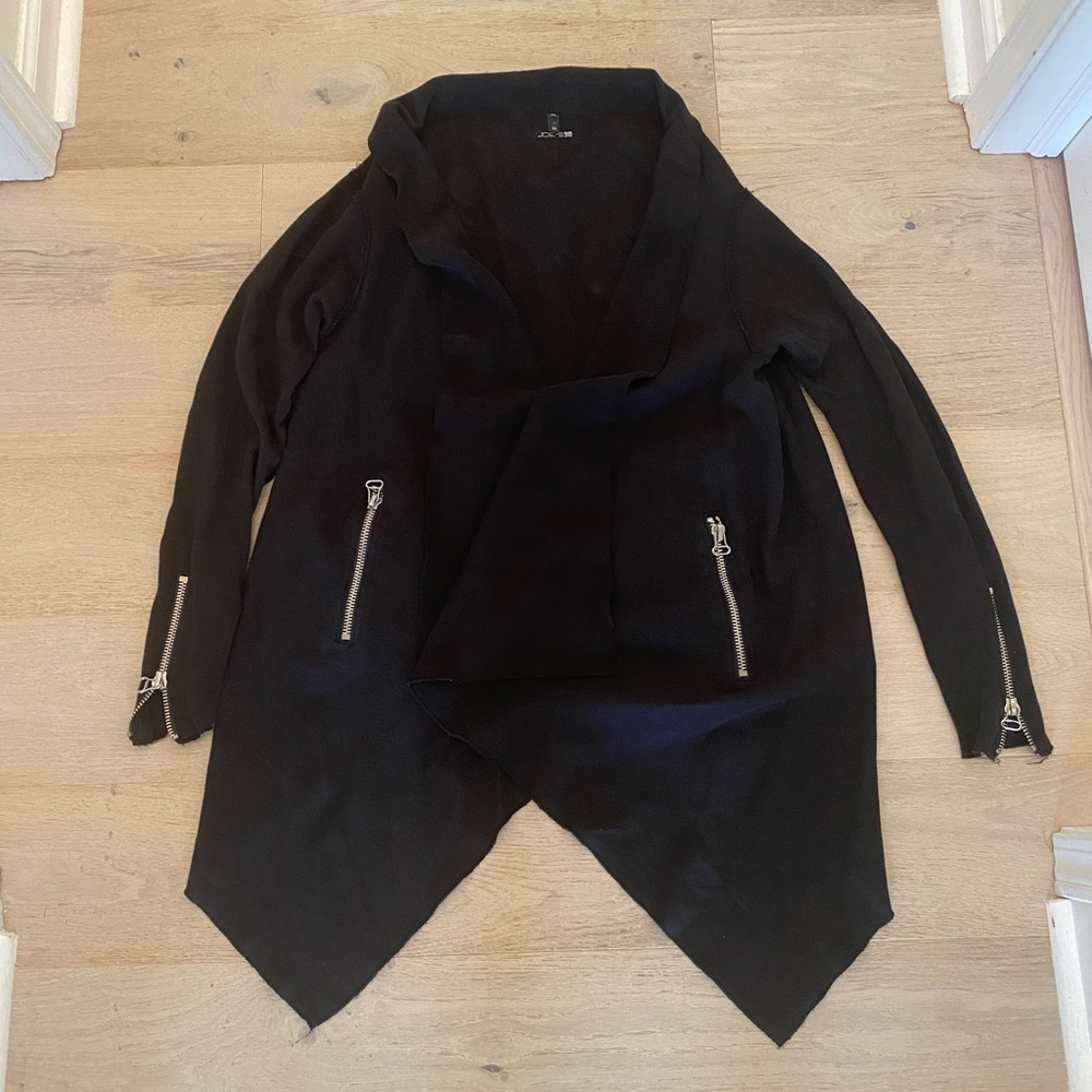 Joes Jeans Black Sweater Size Medium. Cardigan with Zippers